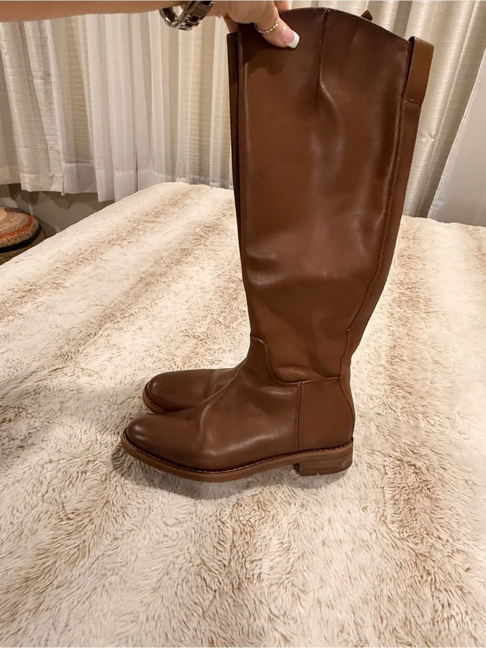 Franco Sarto Brown Leather Knee High Riding Boots Women’s 7.5 M